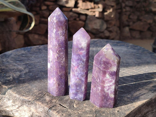 Polished Lepidolite with Pink Rubellite Tourmaline Display Crystals x 6 From Ambatondrazaka, Madagascar - Toprock Gemstones and Minerals 