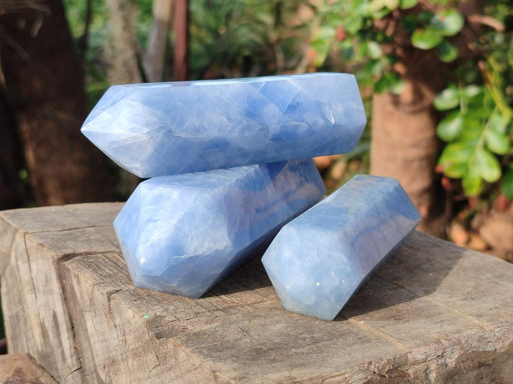 Polished Large Blue Calcite Display Crystals x 6 From Madagascar - Toprock Gemstones and Minerals 
