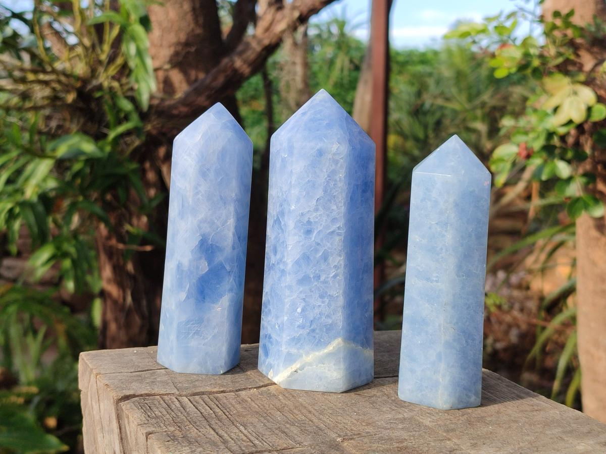 Polished Large Blue Calcite Display Crystals x 6 From Madagascar - Toprock Gemstones and Minerals 