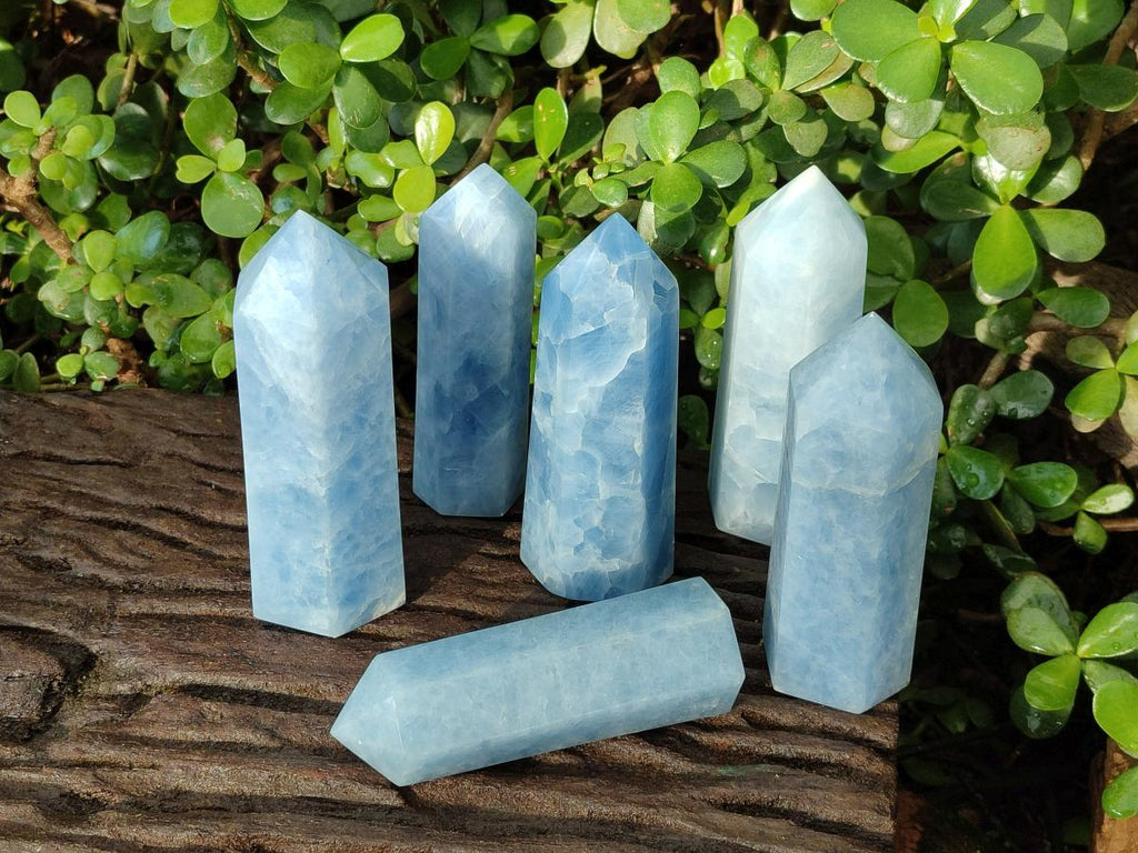 Polished Large Blue Calcite Display Crystals x 6 From Madagascar - Toprock Gemstones and Minerals 