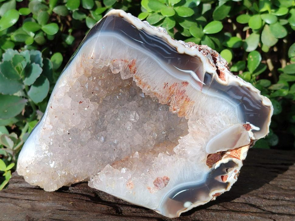 Polished Large Banded Agate with Crystalline Centre x 1 From Maintirano, Madagascar - Toprock Gemstones and Minerals 