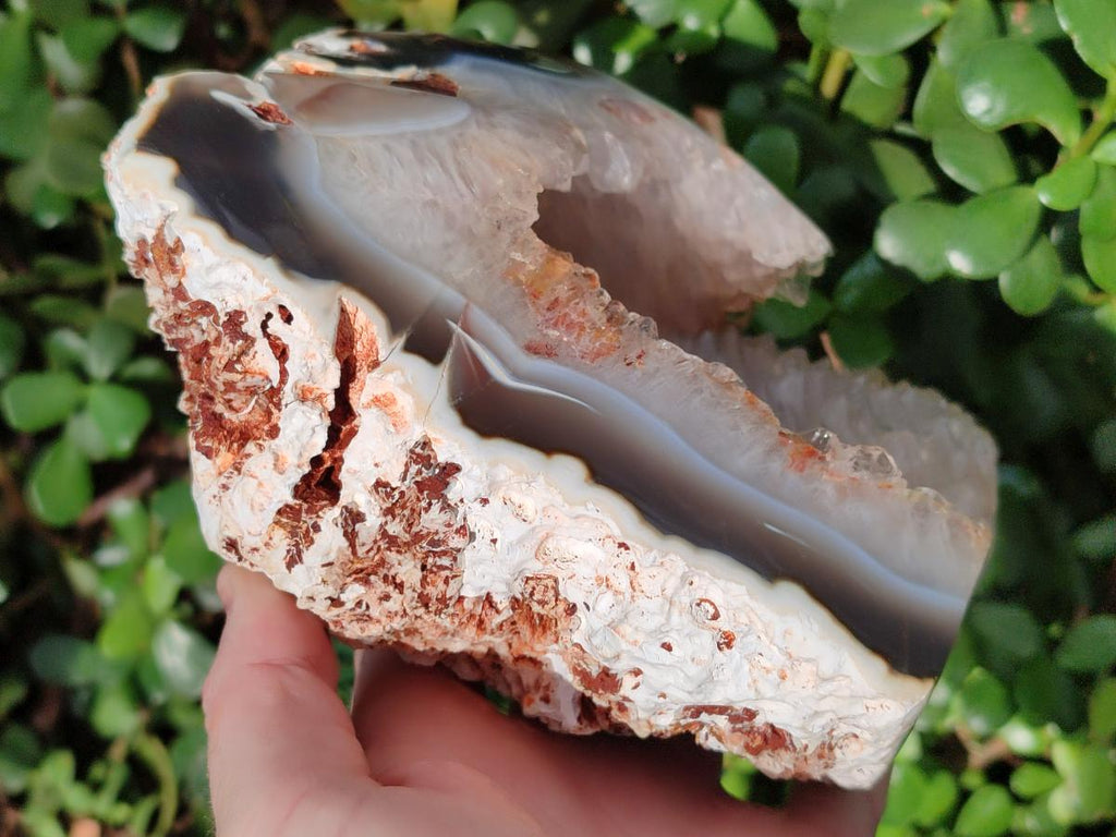 Polished Large Banded Agate with Crystalline Centre x 1 From Maintirano, Madagascar - Toprock Gemstones and Minerals 