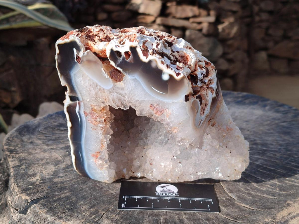 Polished Large Banded Agate with Crystalline Centre x 1 From Maintirano, Madagascar - Toprock Gemstones and Minerals 