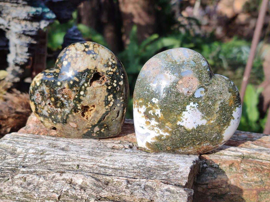 Polished Ocean Jasper Hearts x 6 From Northwest Coast, Madagascar - Toprock Gemstones and Minerals 