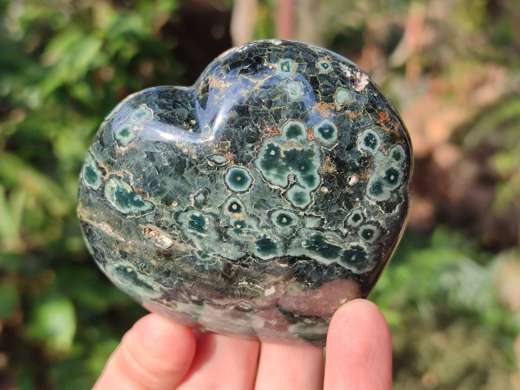 Polished Ocean Jasper Hearts x 6 From Northwest Coast, Madagascar - Toprock Gemstones and Minerals 