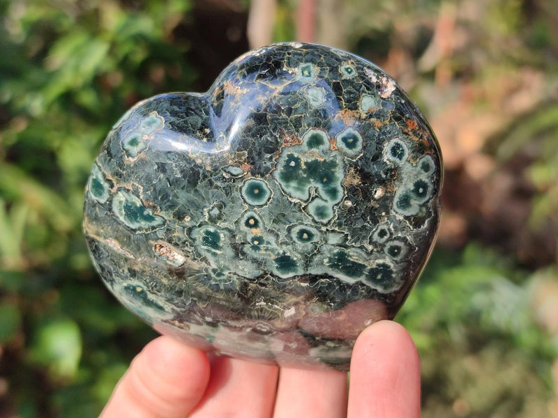 Polished Ocean Jasper Hearts x 6 From Northwest Coast, Madagascar - Toprock Gemstones and Minerals 