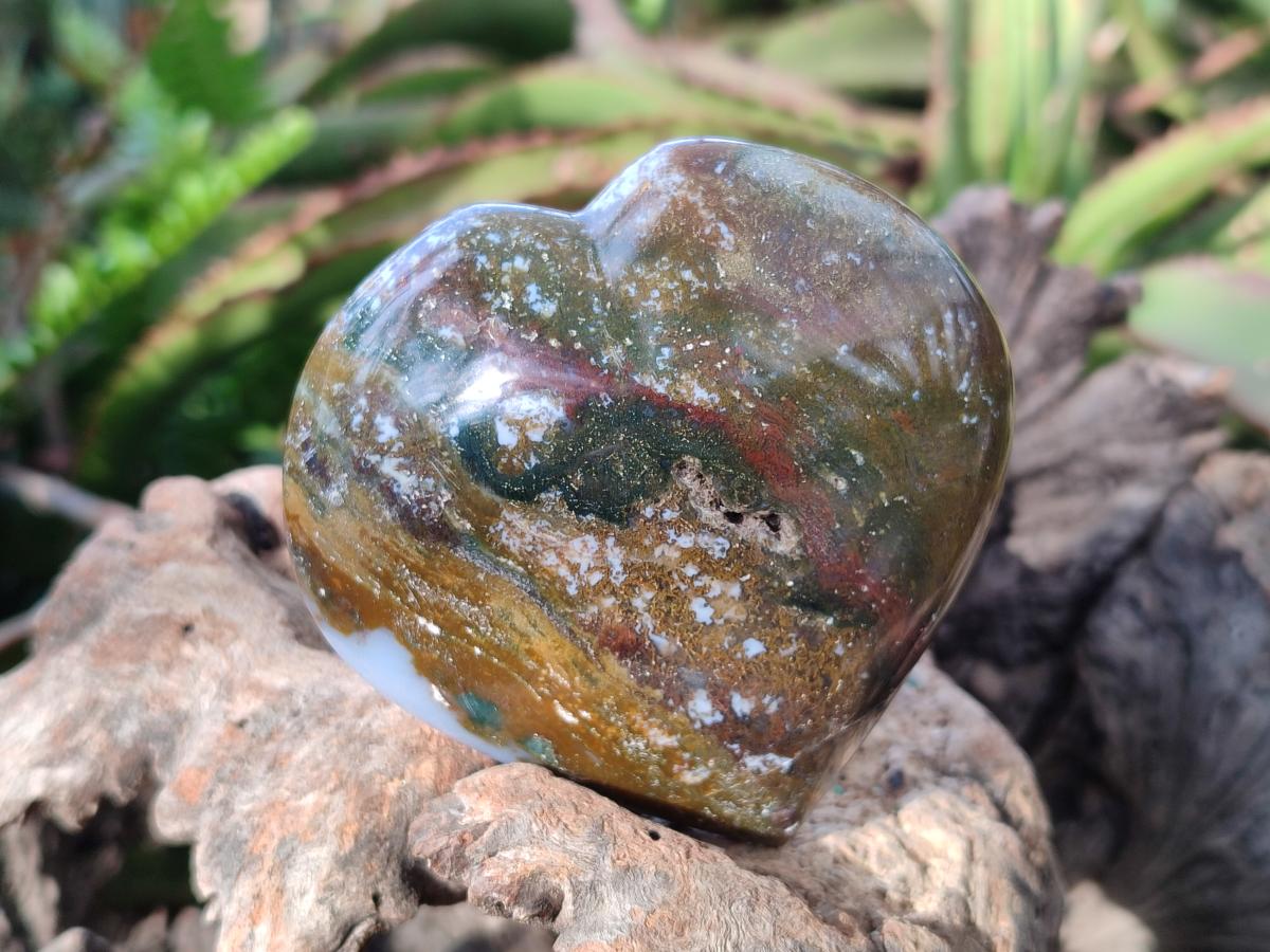 Polished Ocean Jasper Hearts x 6 From Northwest Coast, Madagascar - Toprock Gemstones and Minerals 
