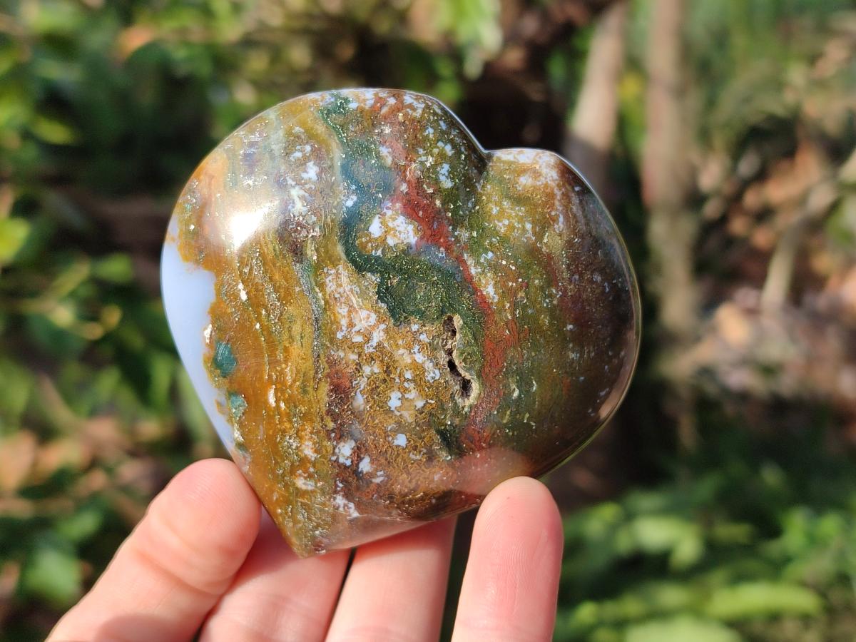 Polished Ocean Jasper Hearts x 6 From Northwest Coast, Madagascar - Toprock Gemstones and Minerals 