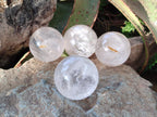 Polished Clear Rock Crystal Balls x 4 From Amoron’i Mania, Madagascar - Toprock Gemstones and Minerals 
