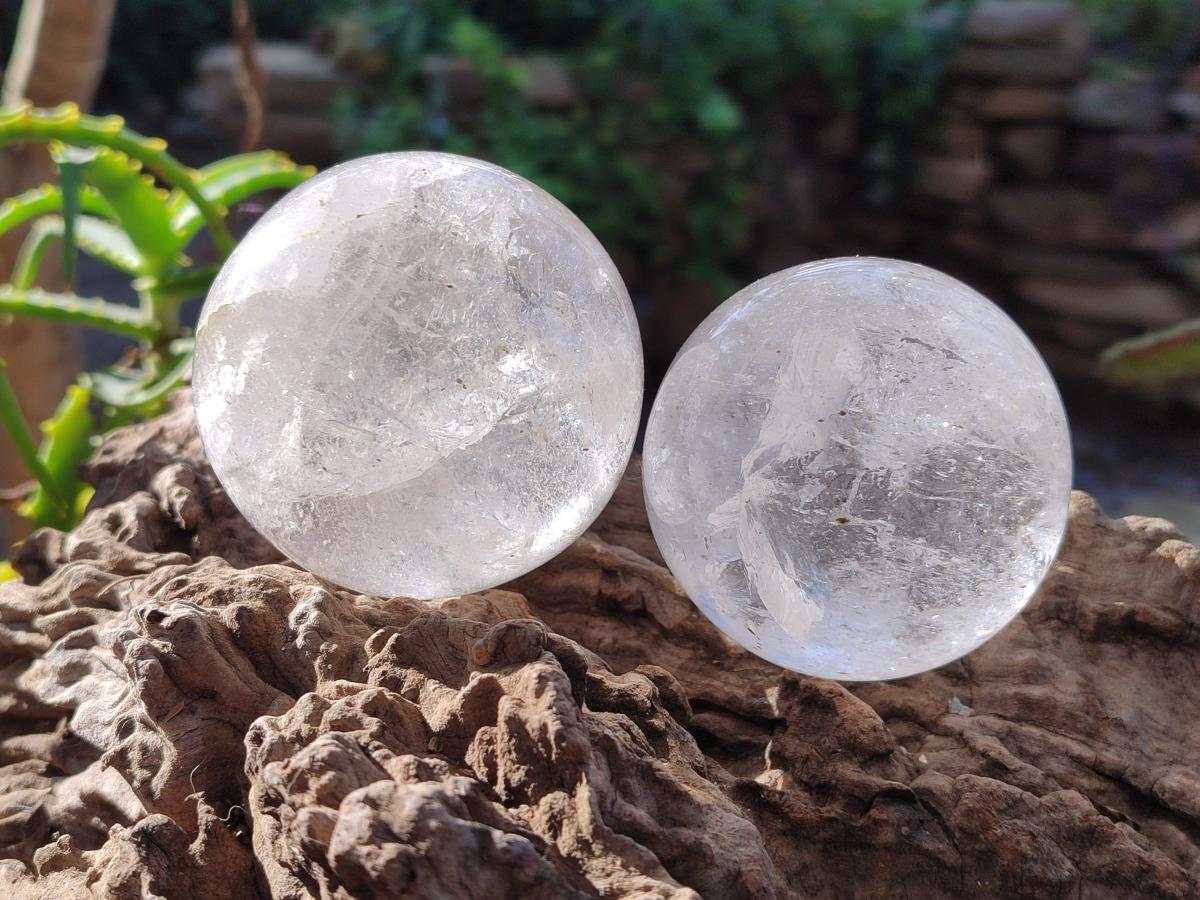 Polished Clear Rock Crystal Balls x 4 From Amoron’i Mania, Madagascar - Toprock Gemstones and Minerals 