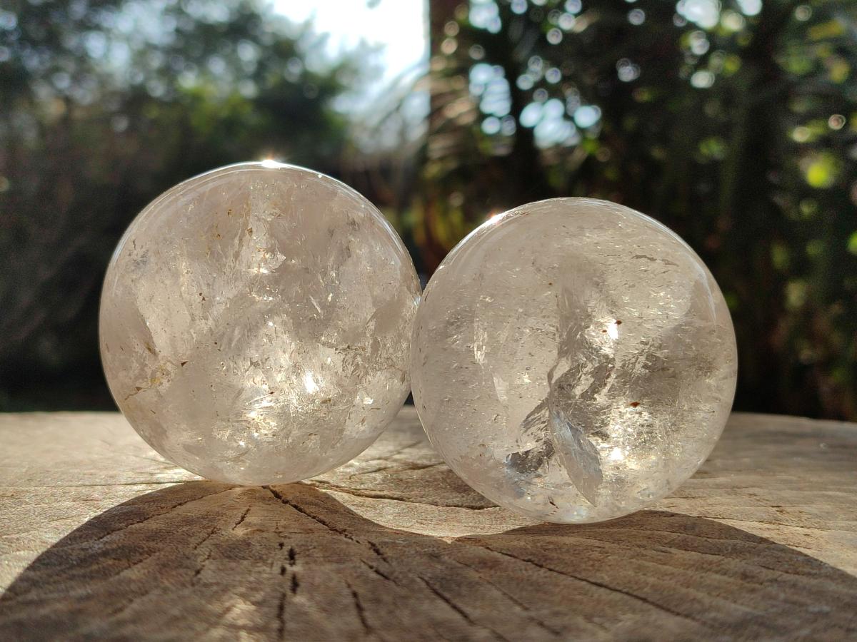 Polished Clear Rock Crystal Balls x 4 From Amoron’i Mania, Madagascar - Toprock Gemstones and Minerals 