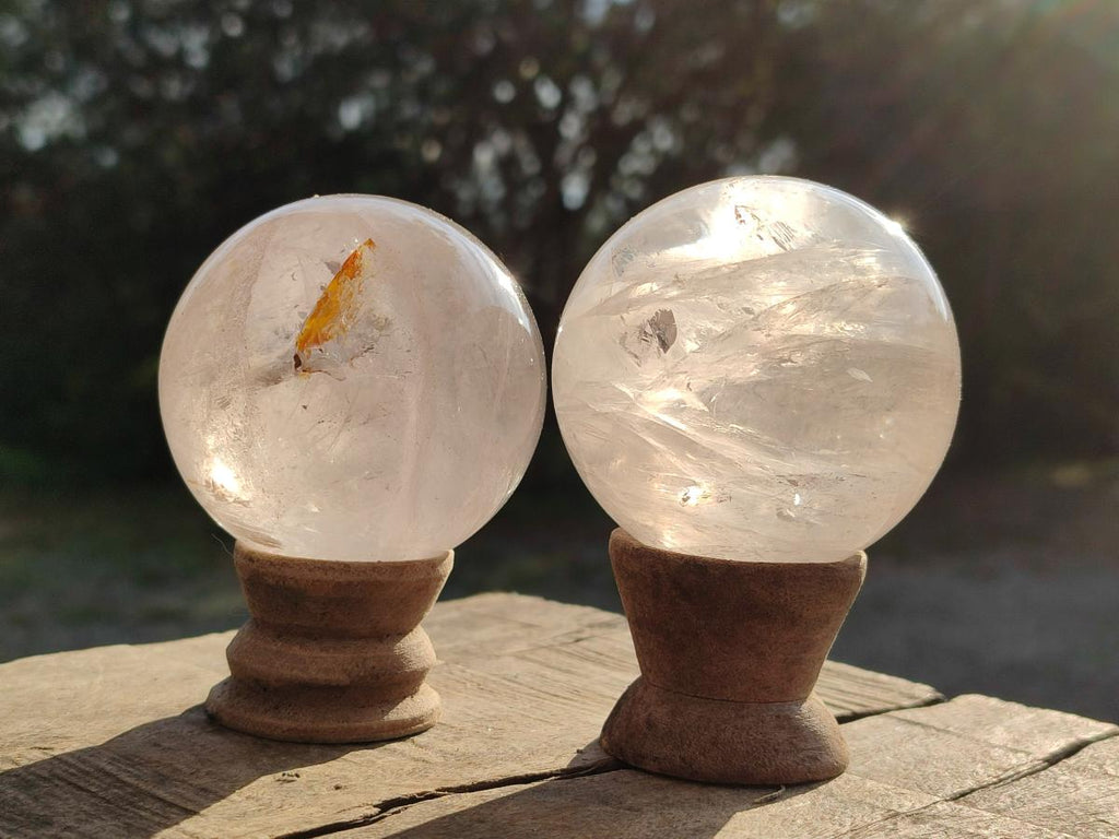 Polished Clear Rock Crystal Balls x 4 From Amoron’i Mania, Madagascar - Toprock Gemstones and Minerals 