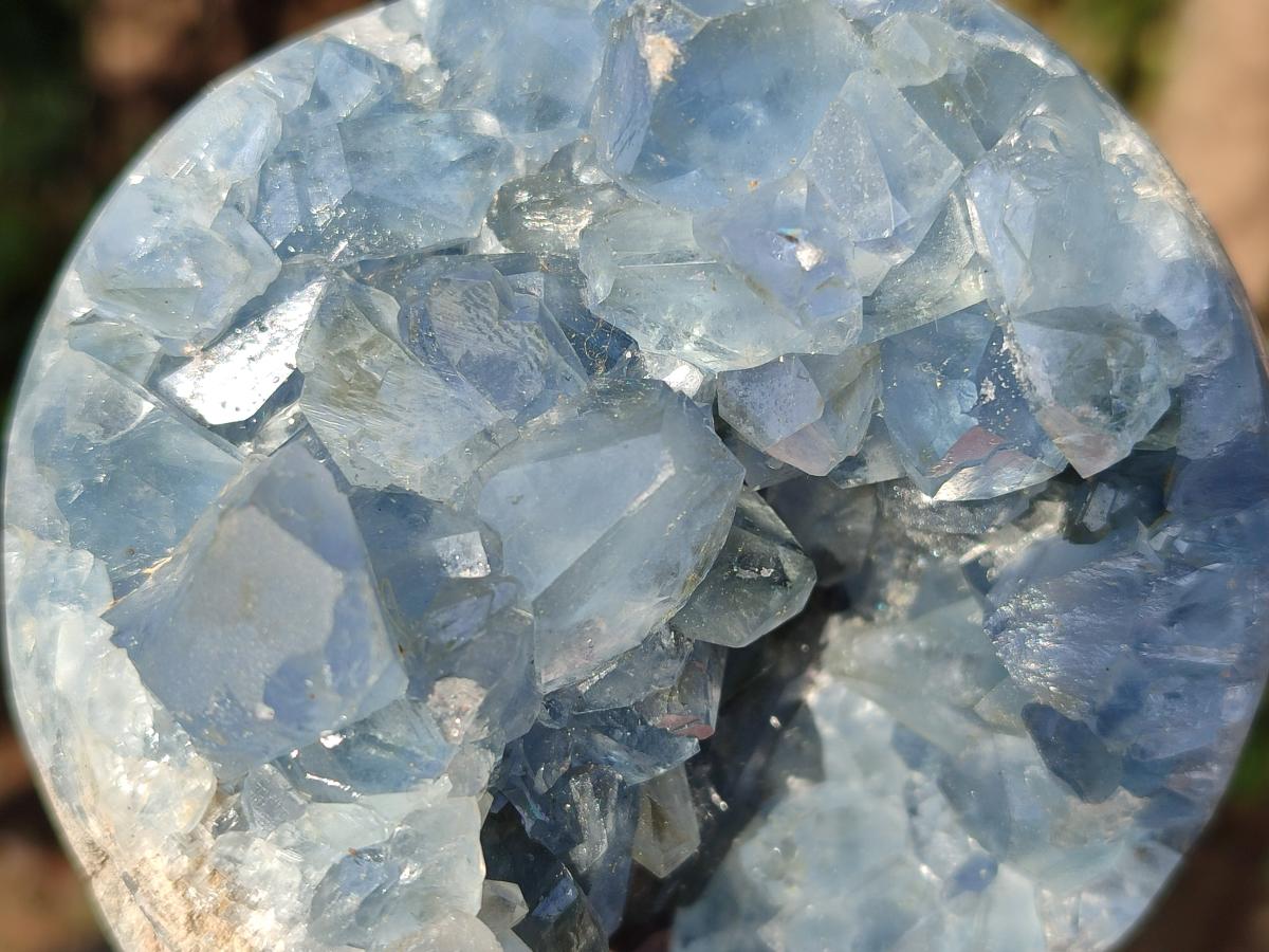Polished Blue Celestite Spheres x 2 From Sakoany, Madagascar - Toprock Gemstones and Minerals 