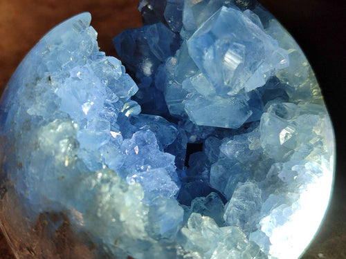 Polished Blue Celestite Spheres x 2 From Sakoany, Madagascar - Toprock Gemstones and Minerals 
