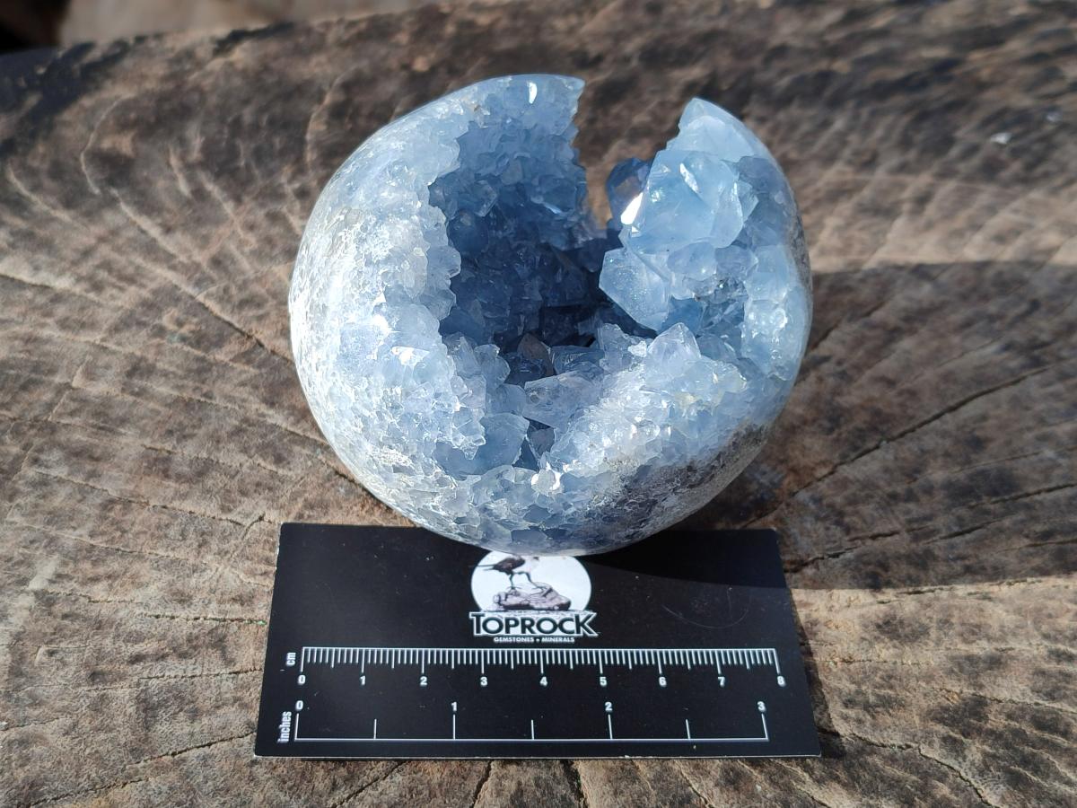 Polished Blue Celestite Spheres x 2 From Sakoany, Madagascar - Toprock Gemstones and Minerals 