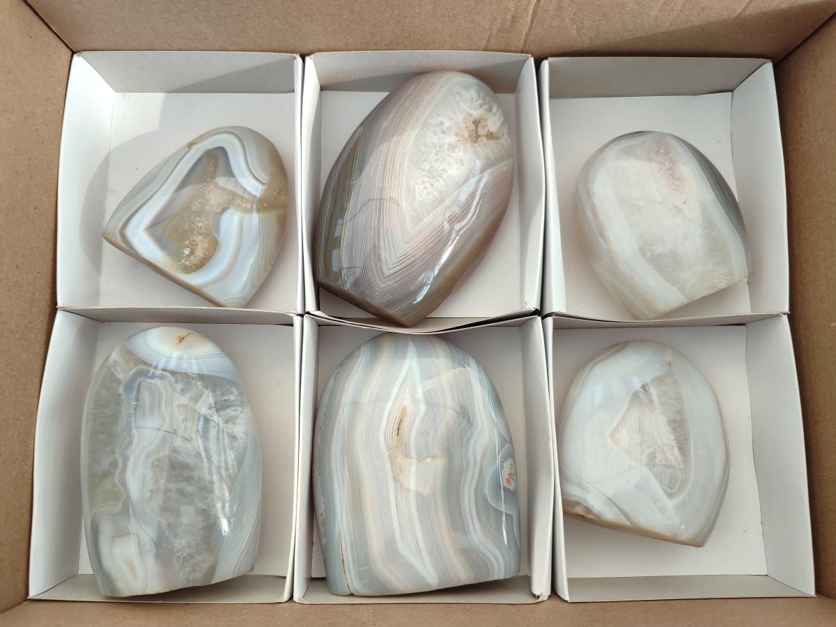 Polished Banded Agate Display Crystals x 6 From Madagascar - Toprock Gemstones and Minerals 