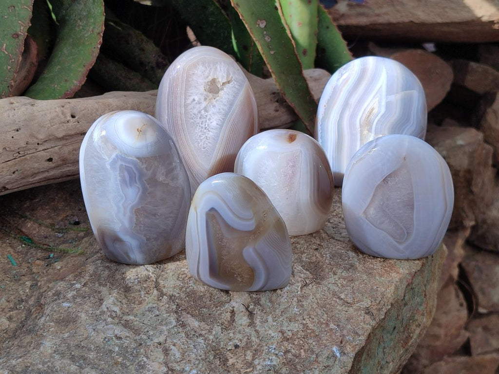 Polished Banded Agate Display Crystals x 6 From Madagascar - Toprock Gemstones and Minerals 