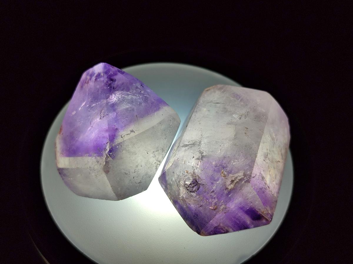 Polished Double Terminated Dark Window Amethyst Crystals x 14 From Akansobe, Madagascar - Toprock Gemstones and Minerals 