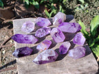 Polished Double Terminated Dark Window Amethyst Crystals x 14 From Akansobe, Madagascar - Toprock Gemstones and Minerals 