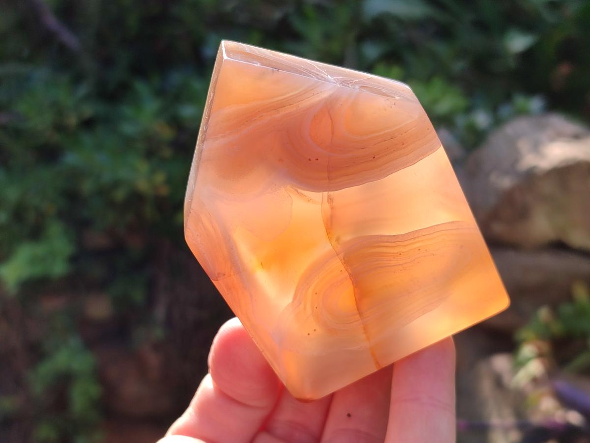 Polished Banded Agate Standing House Shaped Slices x 12 From Madagascar - Toprock Gemstones and Minerals 