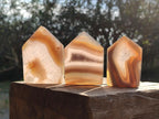 Polished Banded Agate Standing House Shaped Slices x 12 From Madagascar - Toprock Gemstones and Minerals 