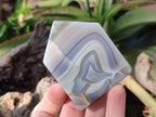 Polished Banded Agate Standing House Shaped Slices x 12 From Madagascar - Toprock Gemstones and Minerals 