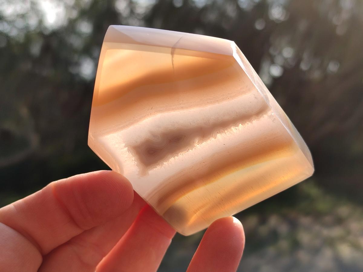 Polished Banded Agate Standing House Shaped Slices x 12 From Madagascar - Toprock Gemstones and Minerals 