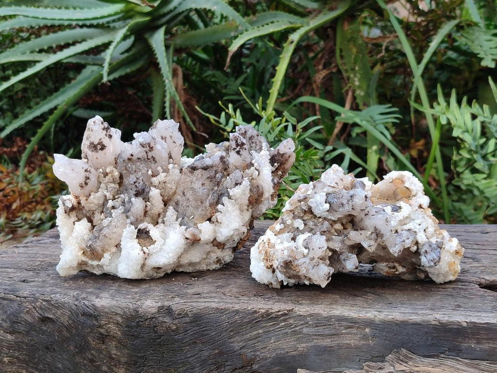 Natural Drusy Quartz Coated Calcite Cluster Specimens x 2 From Albert's Mountain, Lesotho - Toprock Gemstones and Minerals 