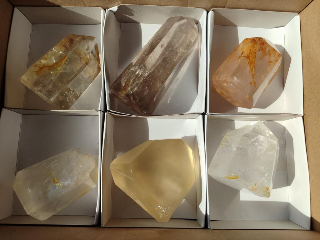 Polished Mixed Quartz Display Crystals x 6 From Madagascar - Toprock Gemstones and Minerals 