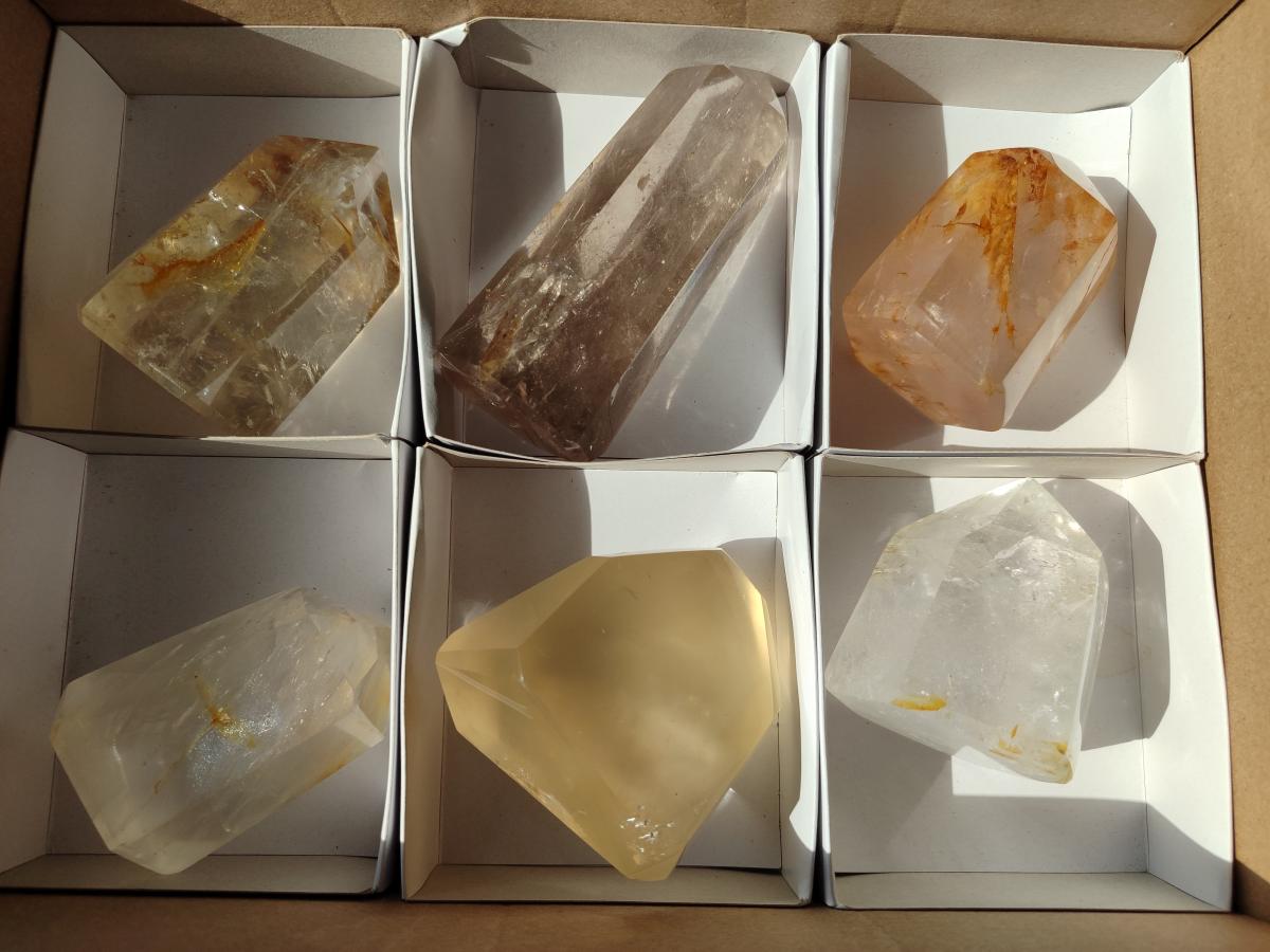 Polished Mixed Quartz Display Crystals x 6 From Madagascar - Toprock Gemstones and Minerals 