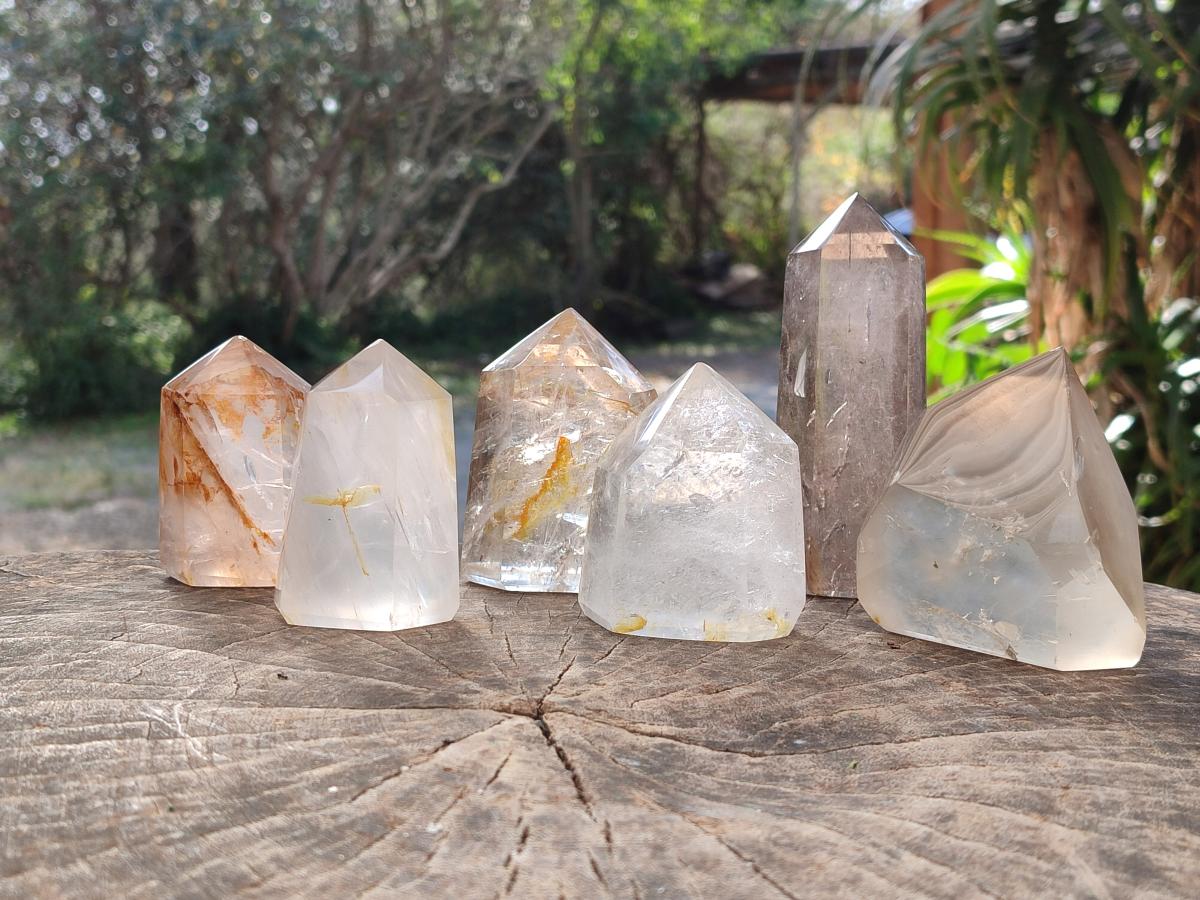 Polished Mixed Quartz Display Crystals x 6 From Madagascar - Toprock Gemstones and Minerals 