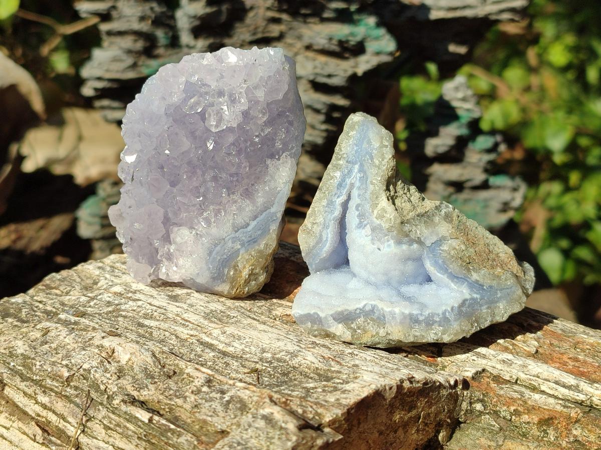 Natural Blue Lace Agate Geode Specimens x 12 From Nsanje, Malawi - Toprock Gemstones and Minerals 