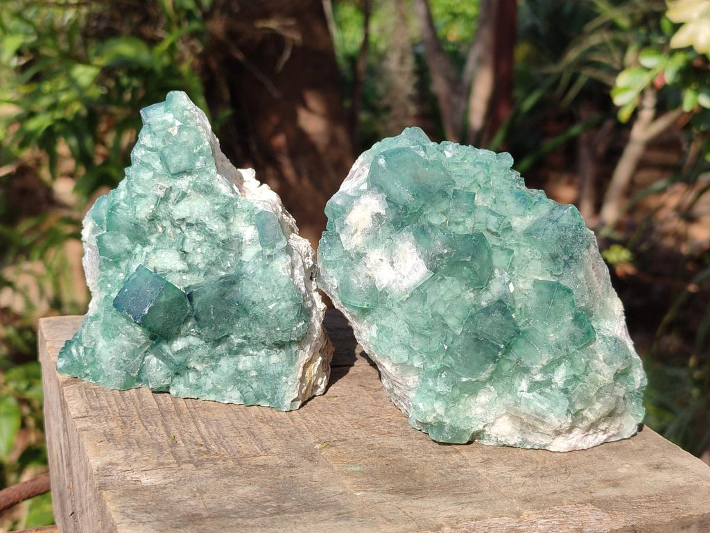 Natural Green Cubic Fluorite Specimens x 3 From Mandrosonoro, Madagascar - Toprock Gemstones and Minerals 