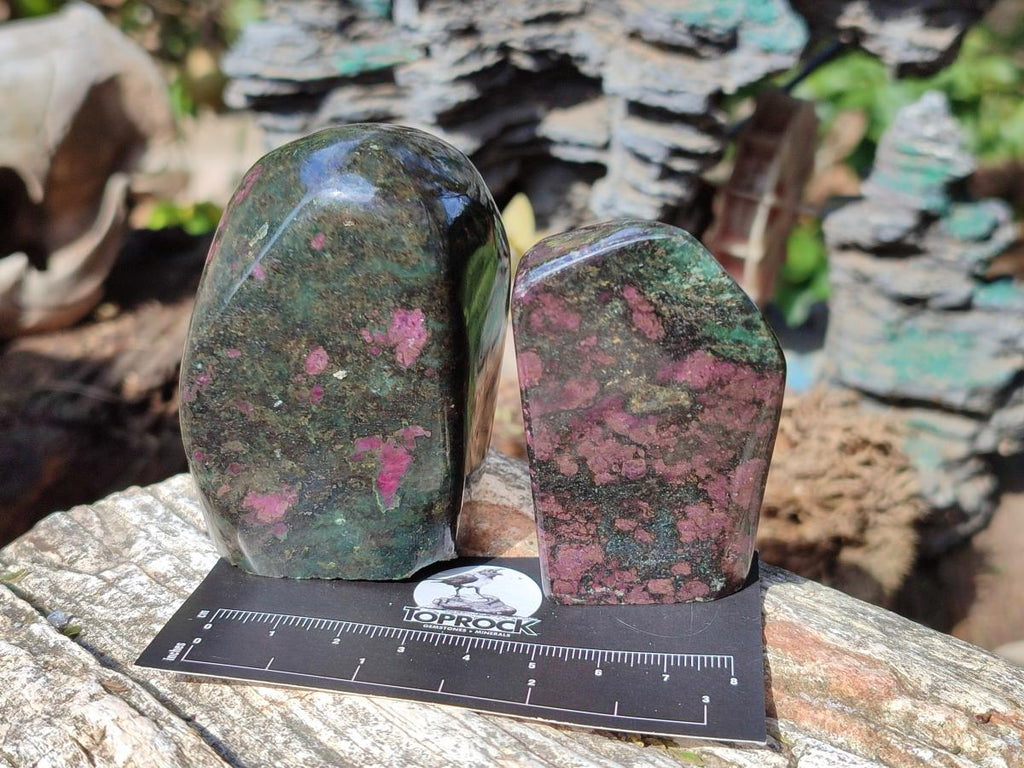 Polished Ruby Corundum In Chrome Verdite Standing Display Pieces x 7 From Mutoko, Zimbabwe - Toprock Gemstones and Minerals 