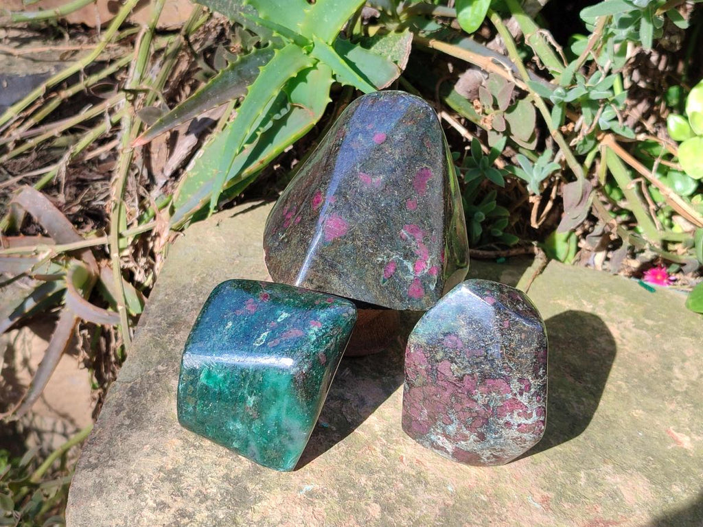 Polished Ruby Corundum In Chrome Verdite Standing Display Pieces x 7 From Mutoko, Zimbabwe - Toprock Gemstones and Minerals 