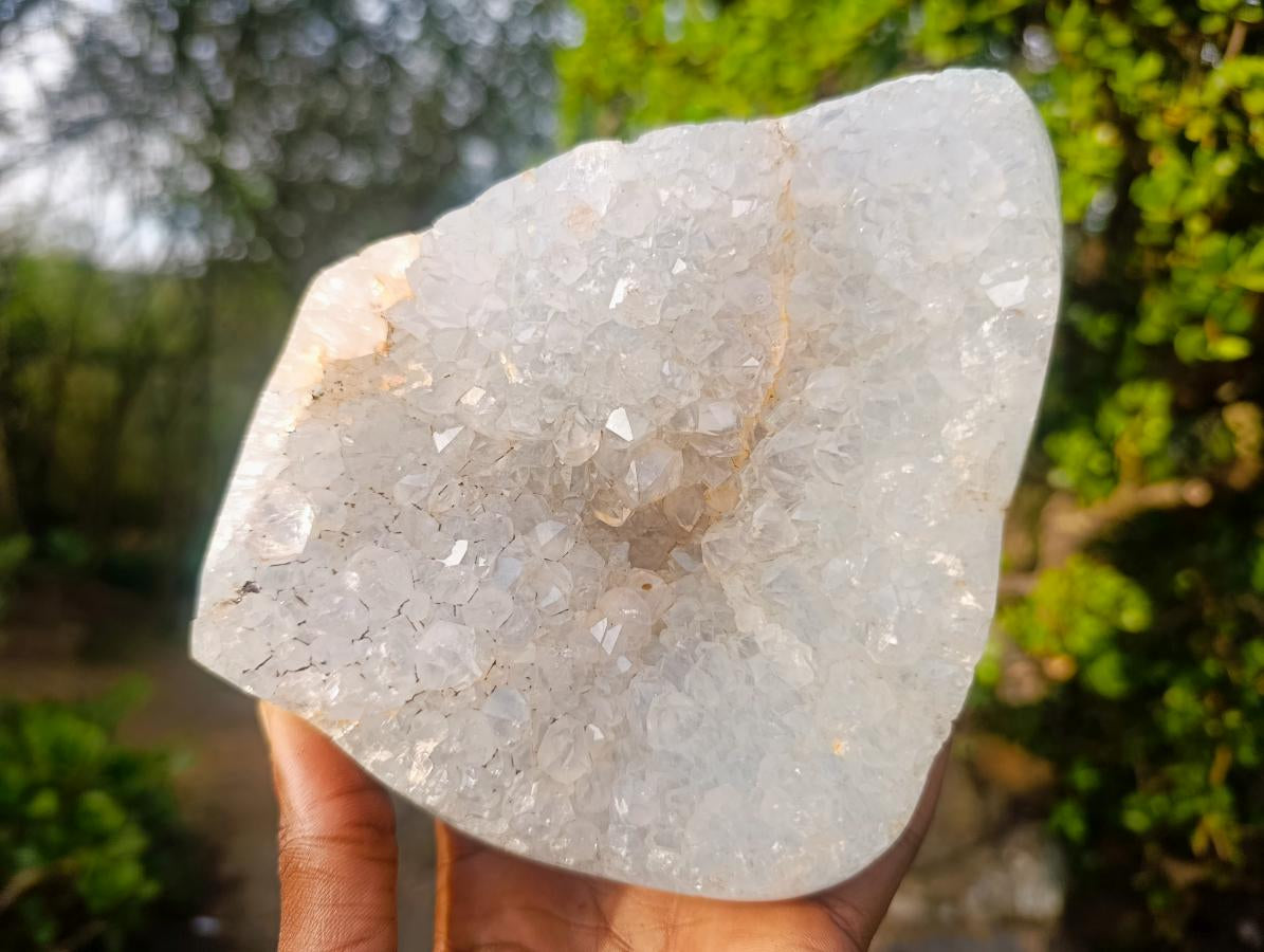 Polished Banded Agate with Crystalline Pieces x 2 From Maintirano, Madagascar - Toprock Gemstones and Minerals 