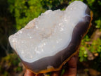Polished Banded Agate with Crystalline Pieces x 2 From Maintirano, Madagascar - Toprock Gemstones and Minerals 