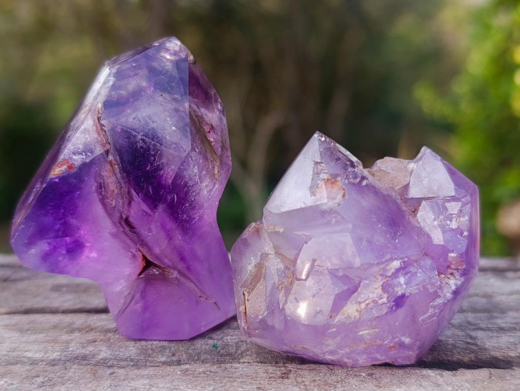 Polished Window Amethyst Crystals x 7 From Akansobe, Madagascar - Toprock Gemstones and Minerals 