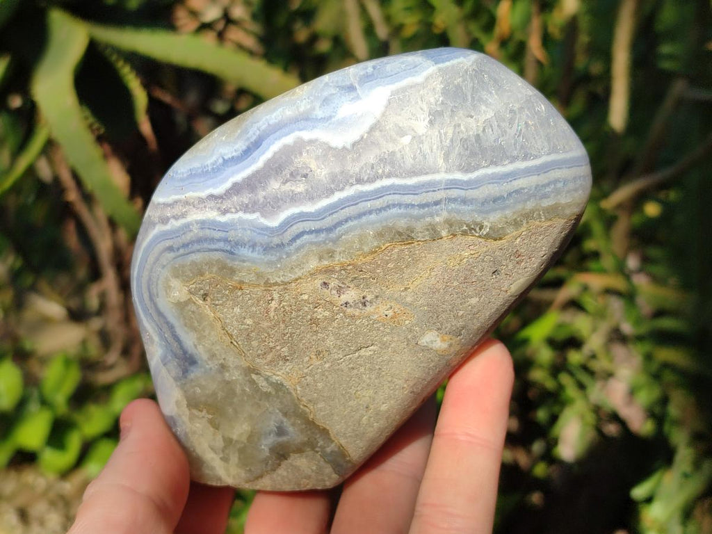 Polished Blue Lace Agate Standing Display Pieces x 2 From Nsanje, Malawi - Toprock Gemstones and Minerals 