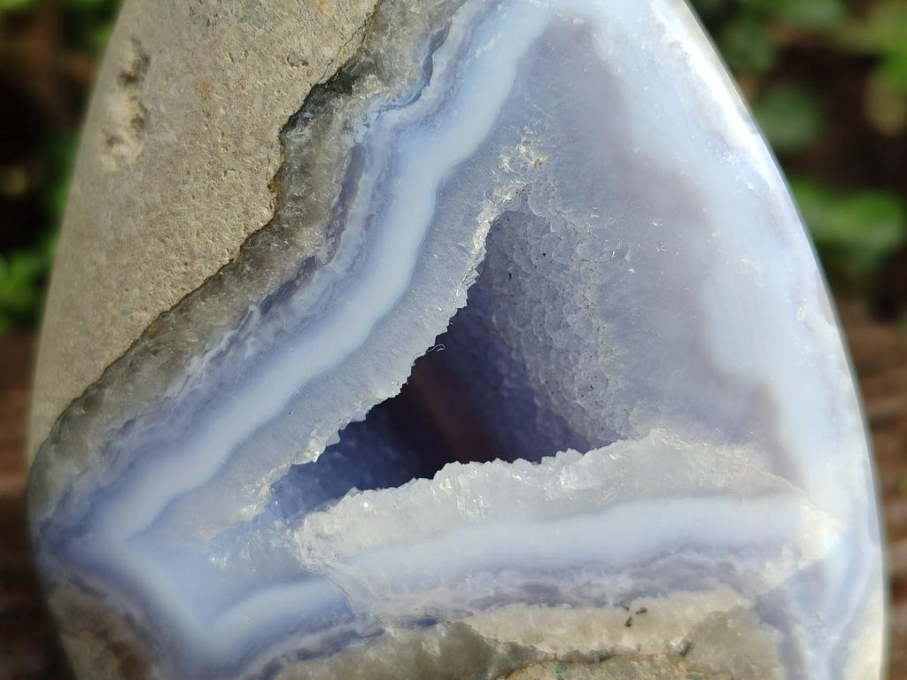 Polished Blue Lace Agate Standing Display Pieces x 2 From Nsanje, Malawi - Toprock Gemstones and Minerals 