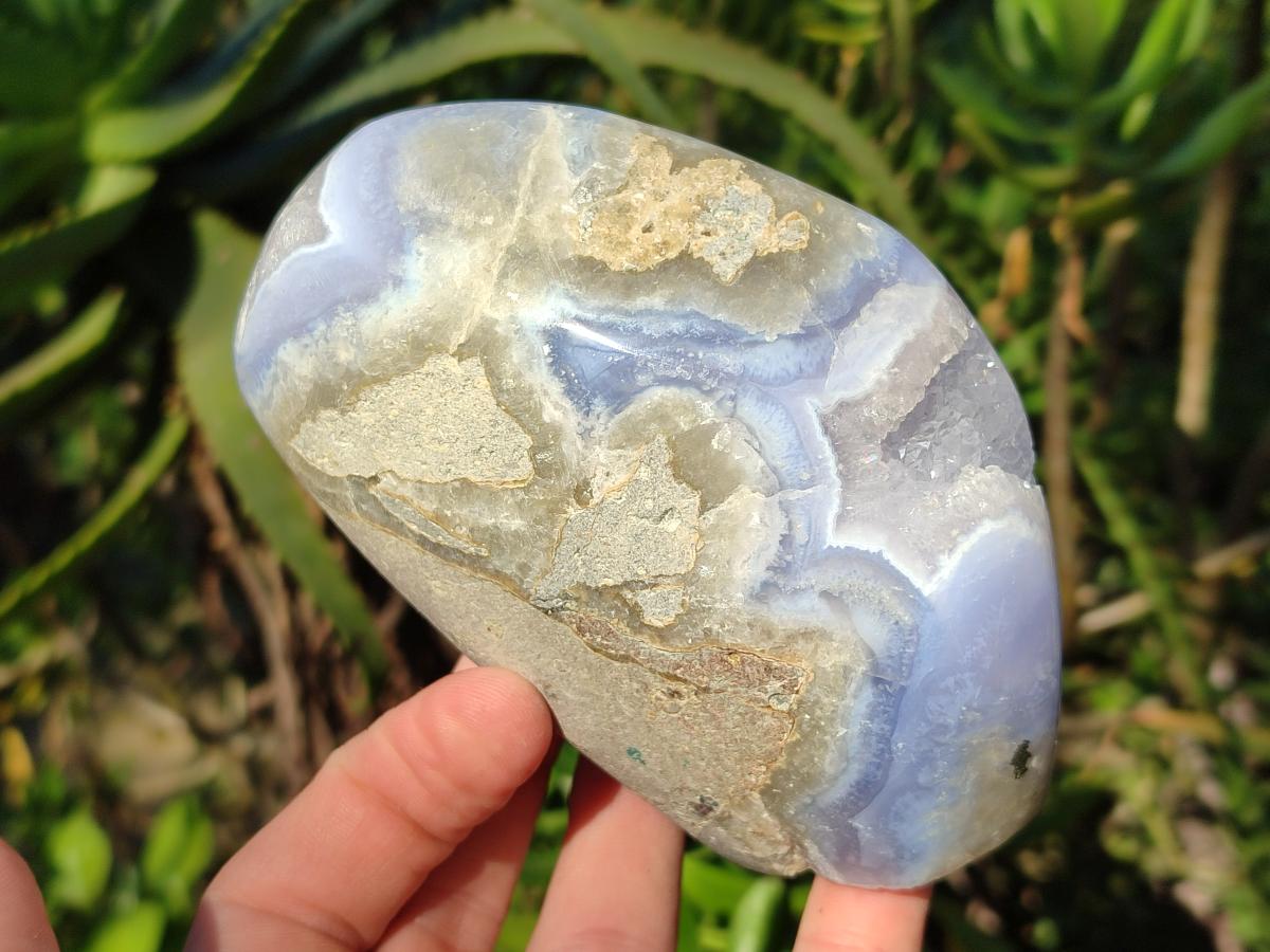 Polished Blue Lace Agate Standing Display Pieces x 2 From Nsanje, Malawi - Toprock Gemstones and Minerals 