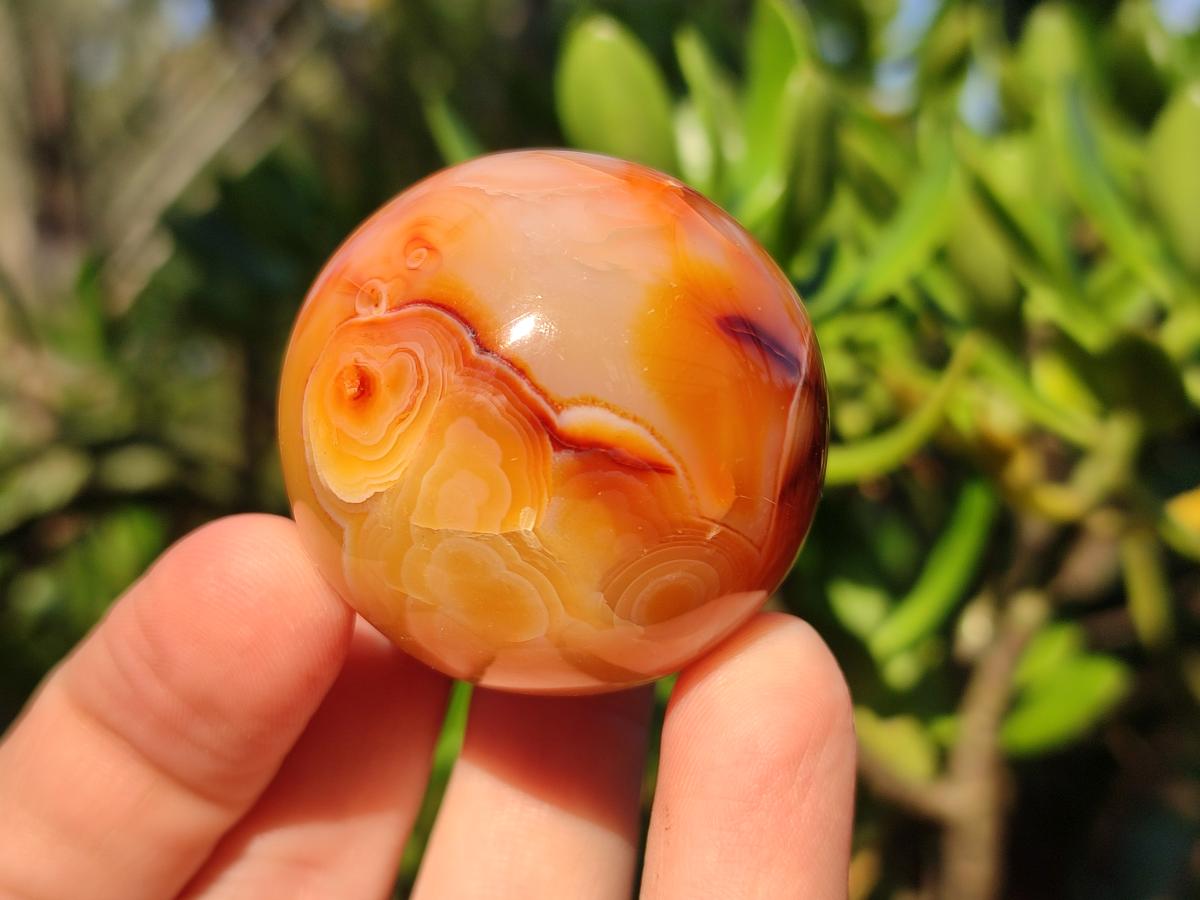 Polished Small Carnelian Agate Gemstone Sphere x 20 From Madagascar - Toprock Gemstones and Minerals 