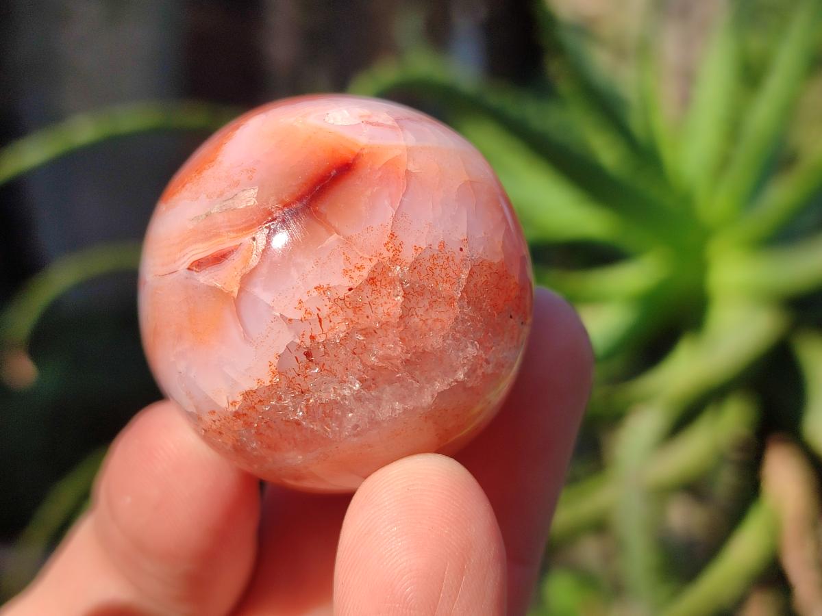 Polished Small Carnelian Agate Gemstone Sphere x 20 From Madagascar - Toprock Gemstones and Minerals 