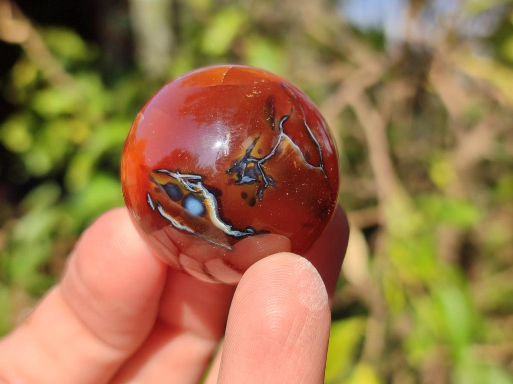 Polished Small Carnelian Agate Gemstone Sphere x 20 From Madagascar - Toprock Gemstones and Minerals 