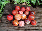 Polished Small Carnelian Agate Gemstone Sphere x 20 From Madagascar - Toprock Gemstones and Minerals 