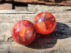 Polished Small Carnelian Agate Gemstone Sphere x 20 From Madagascar - Toprock Gemstones and Minerals 