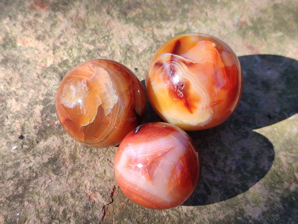 Polished Small Carnelian Agate Gemstone Sphere x 20 From Madagascar - Toprock Gemstones and Minerals 