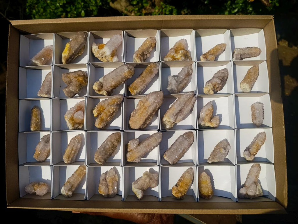 Natural White Drusy Spirit Quartz Single Crystals x 35 From Boekenhouthoek, South Africa - Toprock Gemstones and Minerals 