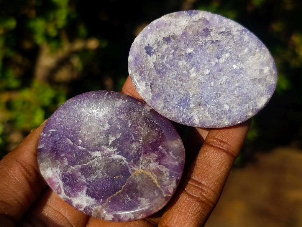 Polished Lepidolite Worry Stones x 24 From Ambatondrazaka, Madagascar - Toprock Gemstones and Minerals 
