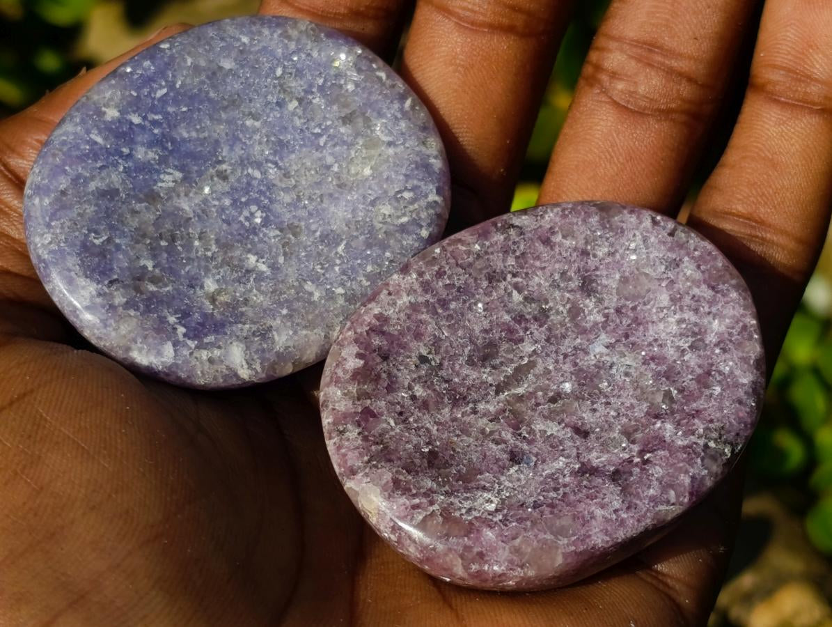 Polished Lepidolite Worry Stones x 24 From Ambatondrazaka, Madagascar - Toprock Gemstones and Minerals 